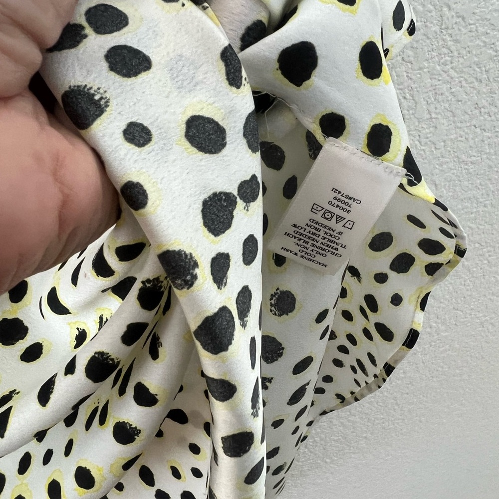 Ann Taylor White Top with Black and Neon Yellow Dots - Picture 6 of 6